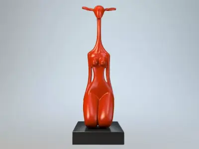 Female giraffe sculpture P 3D print model