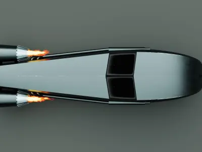 Game ready retro-futuristic car Low-poly 3D model