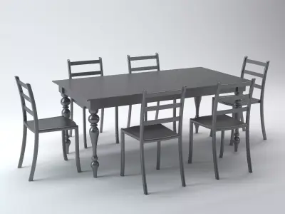 Acrylic Dining Set 3D model