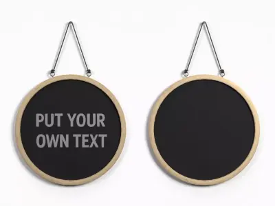 Display Sign - Circular Wooden Wall Message Board Low-poly 3D model