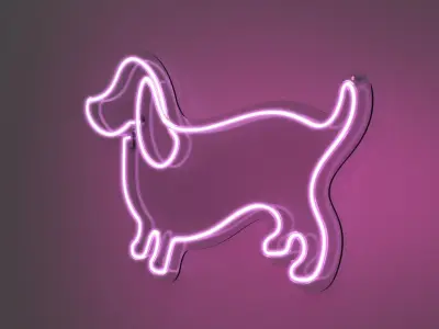 Dachshund Dog 2 - Neon Sign 3D model