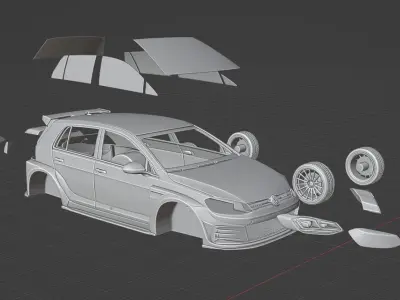 Volkswagen Golf GTI Widebody High-Quality 3D print model