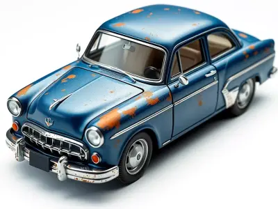 Vintage Rusted Sedan 3D Model Low-poly 3D model