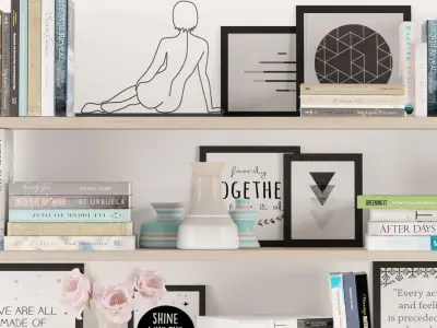 bookshelf decoration set 2 3D model