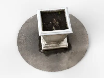 Photorealistic 3D scan of concrete empty planter Low-poly 3D model