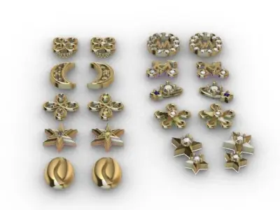 Aretes -Topitos para dama paquete de 10 -v 3D print model