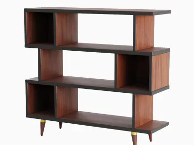 Modern Bookshelf 01 Low-poly 3D model