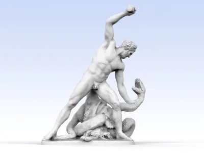 Louvre Hercules fighting Achelous adapted to 3D printing 3D print model