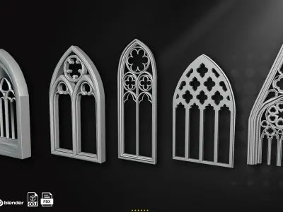 60 Gothic Window Vol1   Low-poly 3D model