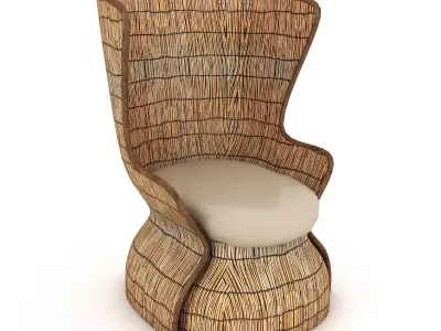 bamboo chair 3D model Low-poly 3D model