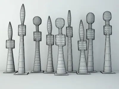 Burkina Faso Wood Figures 3D model