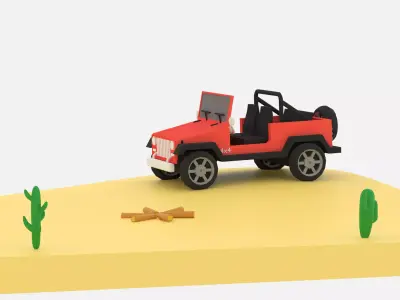 Cartoon Jeep Wrangler Low-poly 3D model