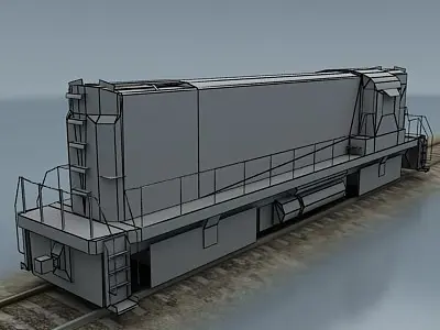 train collection 2 amtrak on tracks Low-poly 3D model