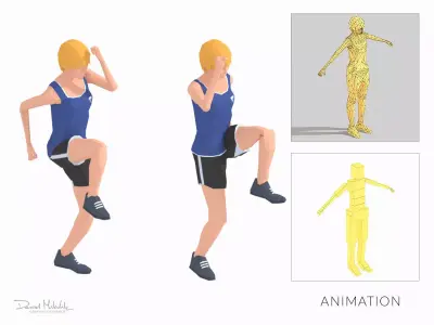 Run  Exercise Woman Animation Low-poly 3D model