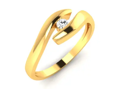 Solitaire Engagement Wedding Ring 3D print model 7