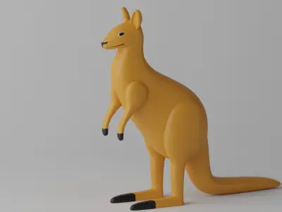Cartoon Cute Kangaroo 1 3D model