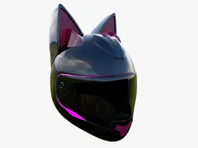 Helmet Cat Low-poly 3D model