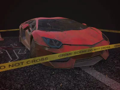 low poly car 3d model sports with cones 3D model