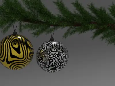 New Year Tree Ornaments pack  Low-poly 3D model