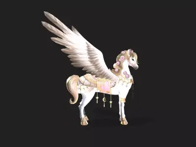 Little White Pegasus Low-poly 3D model