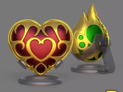 Shell Lamp Heart Container and Stamina Vessel 3D print model