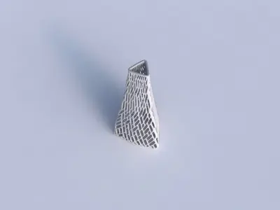 Vase puffy tipped triangle with twisted lattice tiles 3D print model