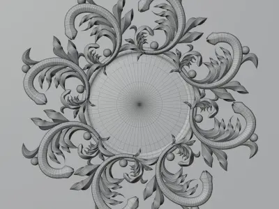 Round Frame With Oak Leaves  Free 3D model