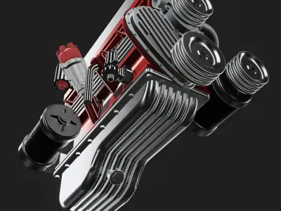 Chev 236 i6 Engine w upgrades N accessories Kustom 3D print model