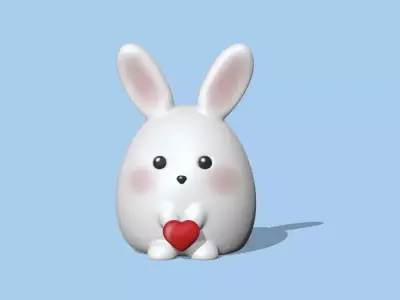 Cute Heart Bunny - Valentine Day 3D print model