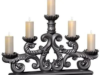Forged Tabletop Antique Metal Classic Candlestick Candle Holder 3D model