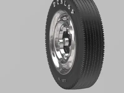 PORSCHE VW 16in WHEEL WITH BRAKE DRUM AND DUNLOP TIRE 3D print model