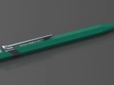 Ball Pen Rolex Caran dAche Silver Green 3D model
