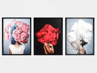 Art Frams 4- 3 Art Flower Head Woman By 3 Frams 3D model