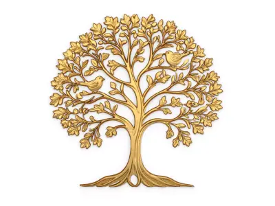 decor set wall panel wall tree relief mural CNC 45 3D model