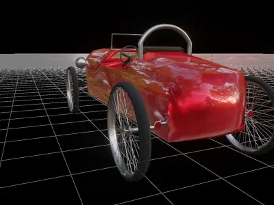 CycleKart Old school Car Low Details BLENDER EEVEE Low-poly 3D model