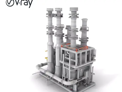 Industrial Refinery Piping System Model Pack Low-poly 3D model