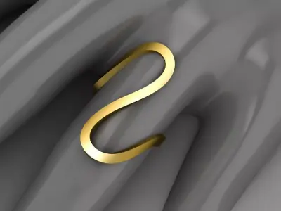 Lightweight Wide Gold Ring  Modern Flow Statement Jewelry  3D print model
