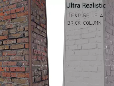Brick column Scan texture 3D model