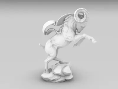 Mountain Goat Sculpture  3D Model for CNC Carving 3D Printing 3D print model