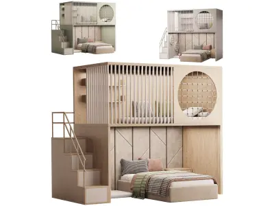 Bunk bed for children 1 3D model