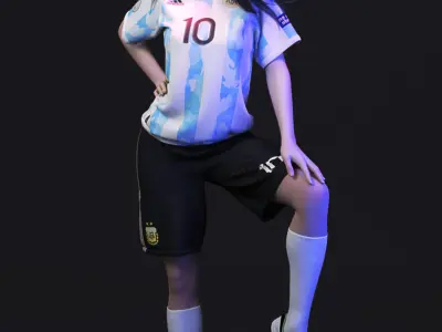 woman 1 silhouette of with soccer ball 3D model