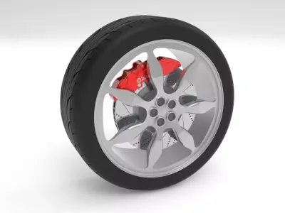 tires-tyres and disc brake 3D model