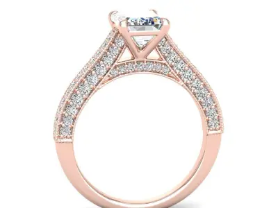 Engagement ring Sophia emerald 3D print model