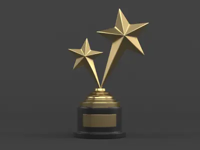 Gold Trophy Cups 3D model 13