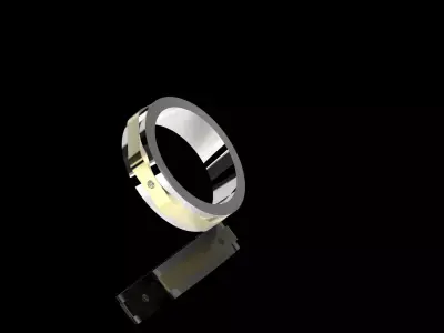 Mans Spinner Ring with 4 stones in 5 different Sizes 3D print model