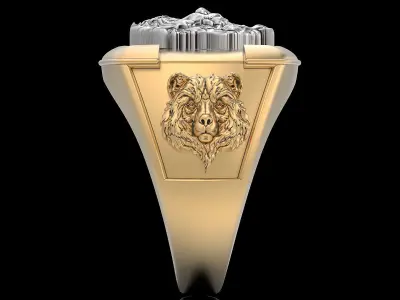 Bear Man Ring silver gold printable jewelry 3D print model
