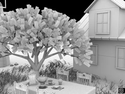 3D Environment wooden house Free low-poly 3D model