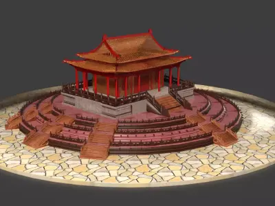 Chinese ancient palace  Low-poly 3D model