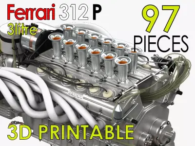Ferrari 312 P Engine - 3 liter 3D print model