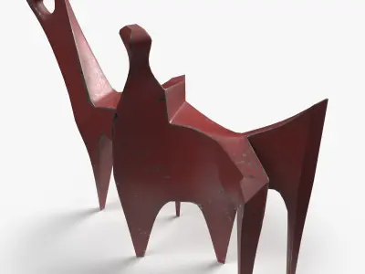 Modern Abstract Metal Sculpture Low-poly 3D model
